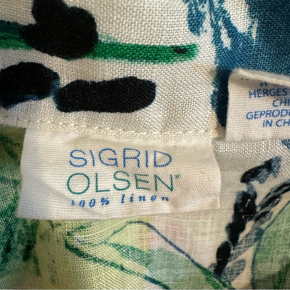 Sigrid Olsen Linen Cropped Button Up Top, M - image 7